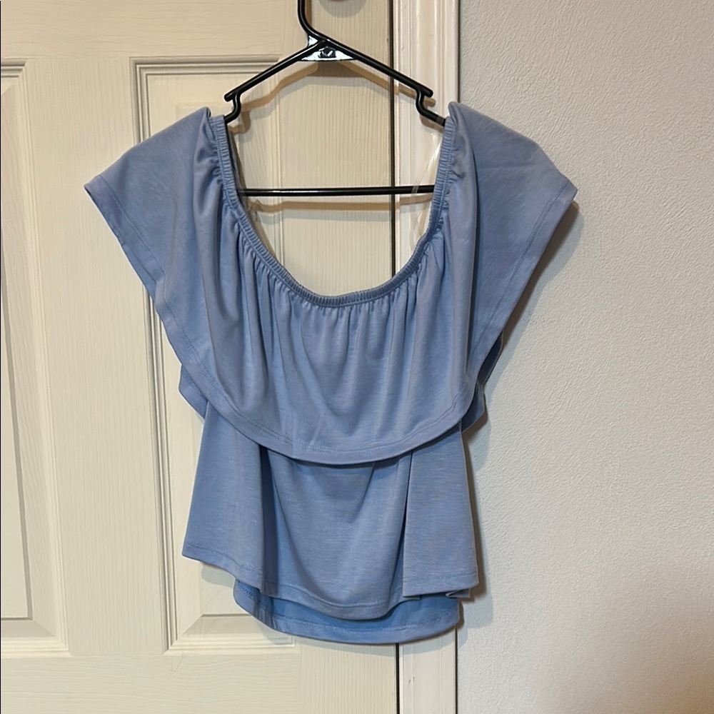 Baby Blue Off the Shoulder Top